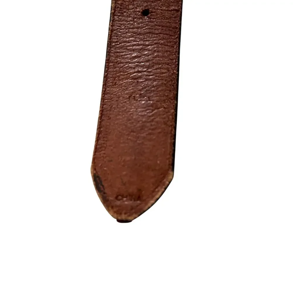 Vintage Genuine Leather Woven Concho Belt | Brown Western Boho - Picture 4 of 7